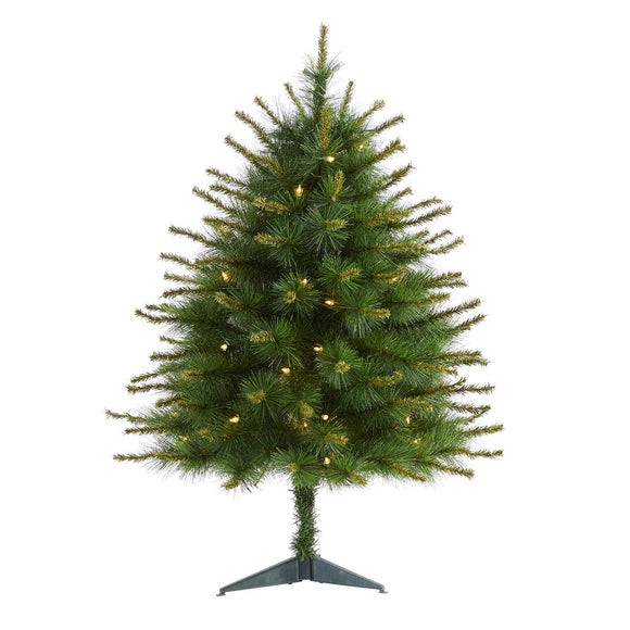 3 New England Pine Xmas Tree W/50 Lights And 117 Tips
