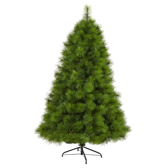 6' Green Scotch Pine Christmas Tree Pre-Lighted With 300 Clear LED Lights