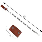 Brown Leather Motorcycle Chain Coins Wallet Genuine Cowhide Bifold Snap Closure