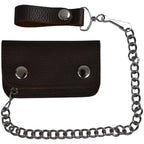 Dark Brown Leather Motorcycle Chain Coins Wallet