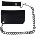 Black Leather Motorcycle Chain Coins Wallet Dream Apparel Bifold Compact