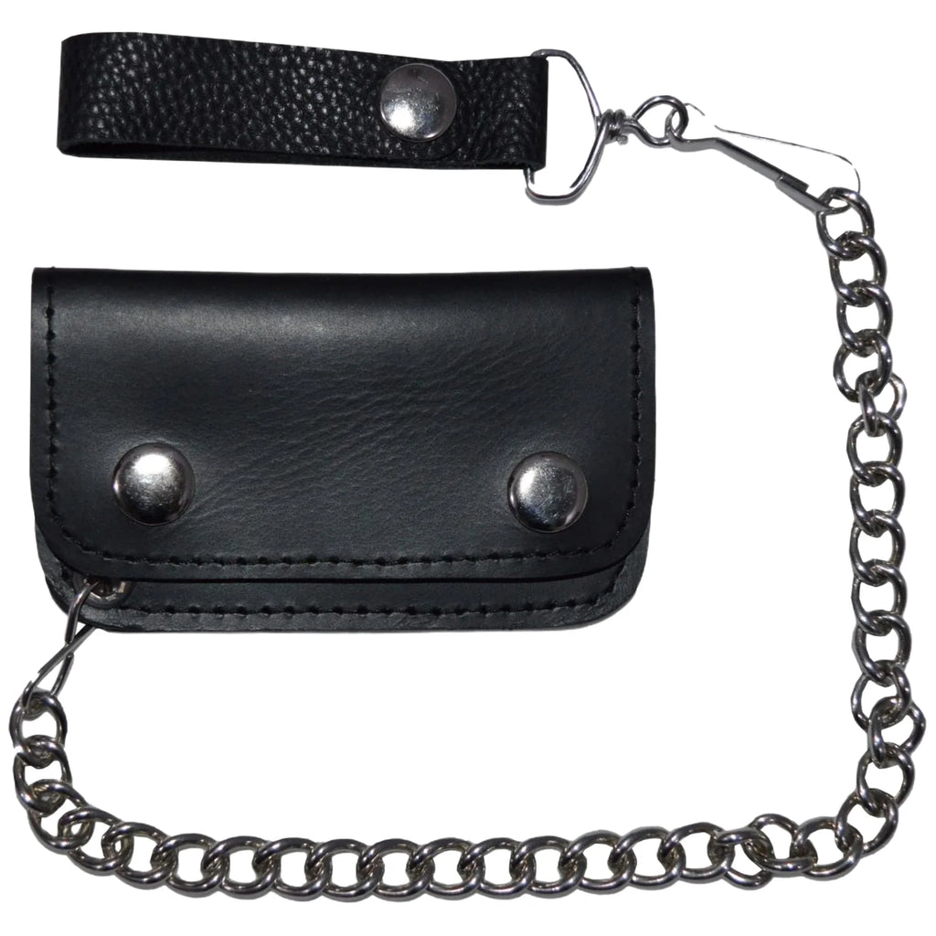 Dream Apparel Black Leather Motorcycle Chain Coins Wallet