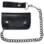 Black Leather Motorcycle Chain Coins Wallet Dream Apparel Bifold Compact
