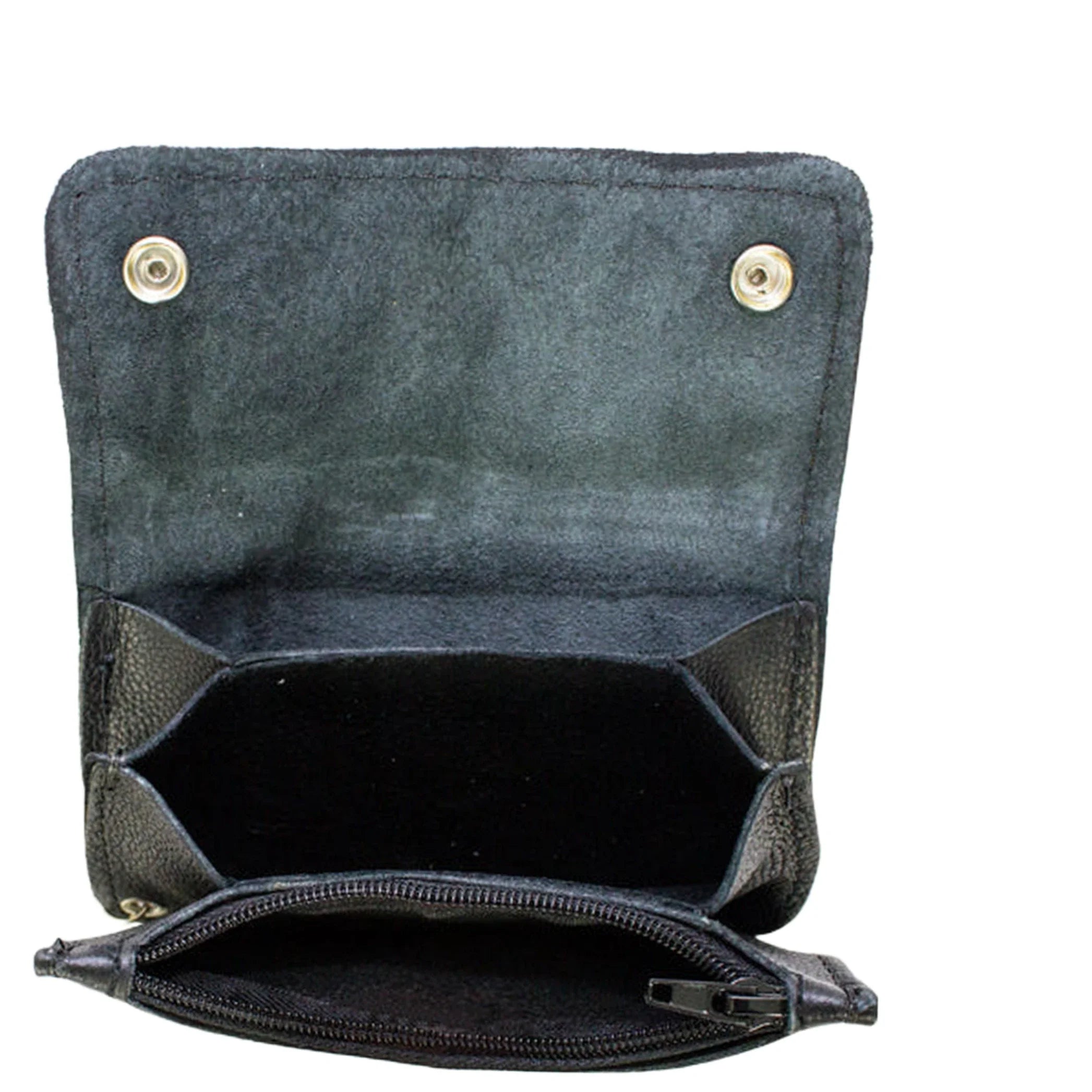 Biker Bifold Chain Wallet Premium Leather Heavy Duty Double Snap Closures