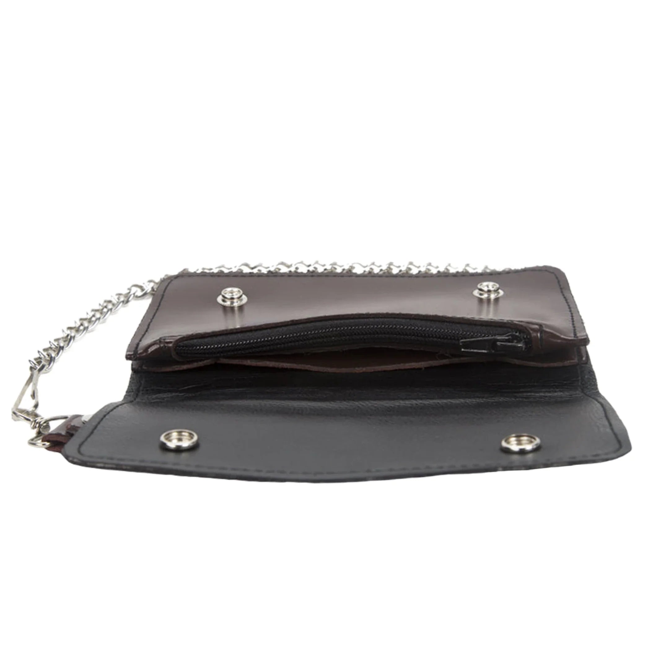 Brown Bifold Motorcycle Chain Wallet Dream Apparel Secure Leather