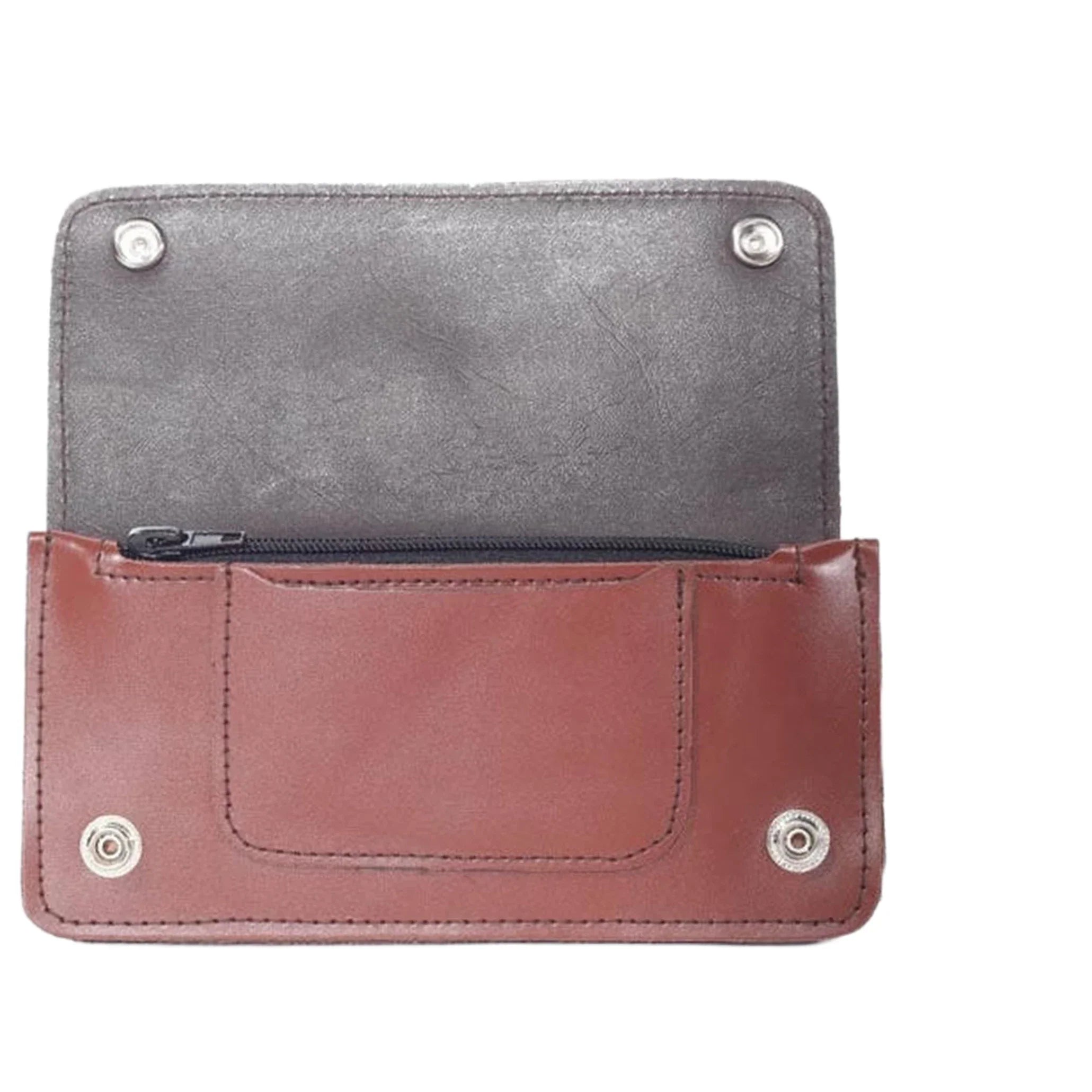 Biker Bi Fold Motorcycle Chain Wallet Brown Classic Style Practical Storage