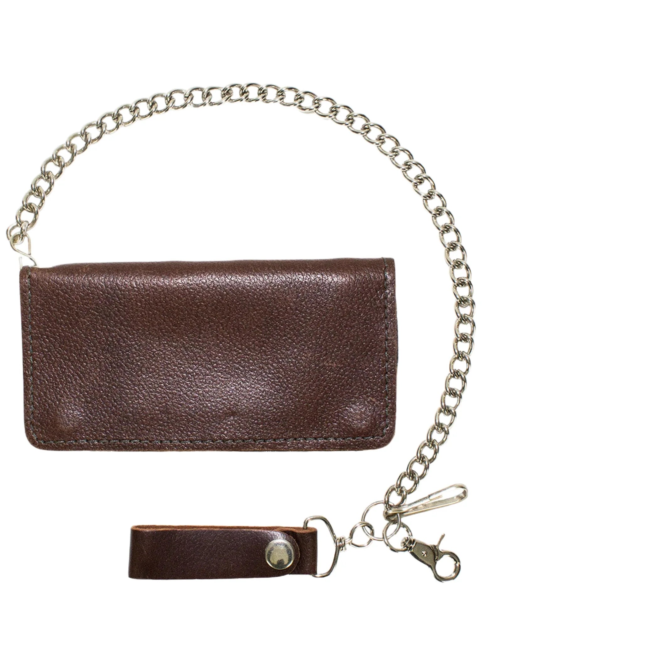 Heavy Duty Full Grain Brown Leather Chain Wallet