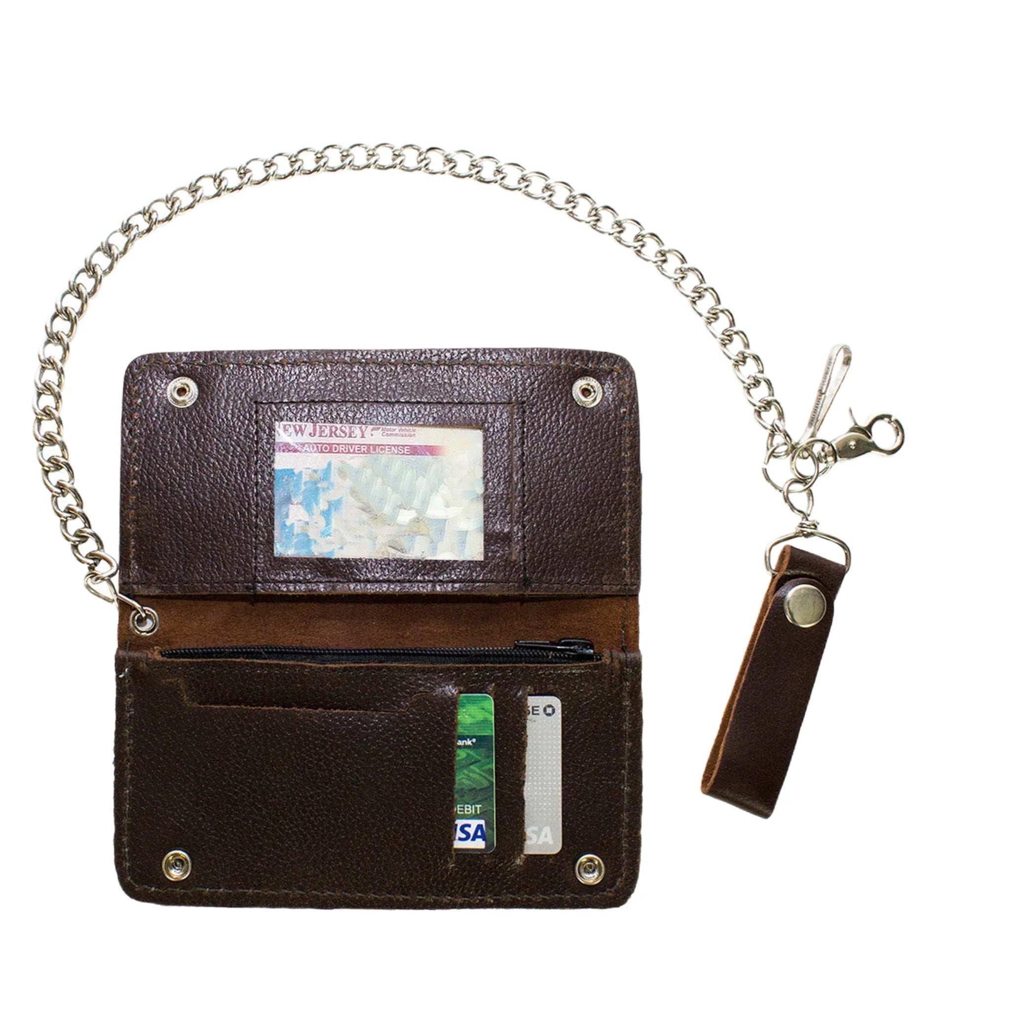 Heavy Duty Full Grain Brown Leather Chain Wallet