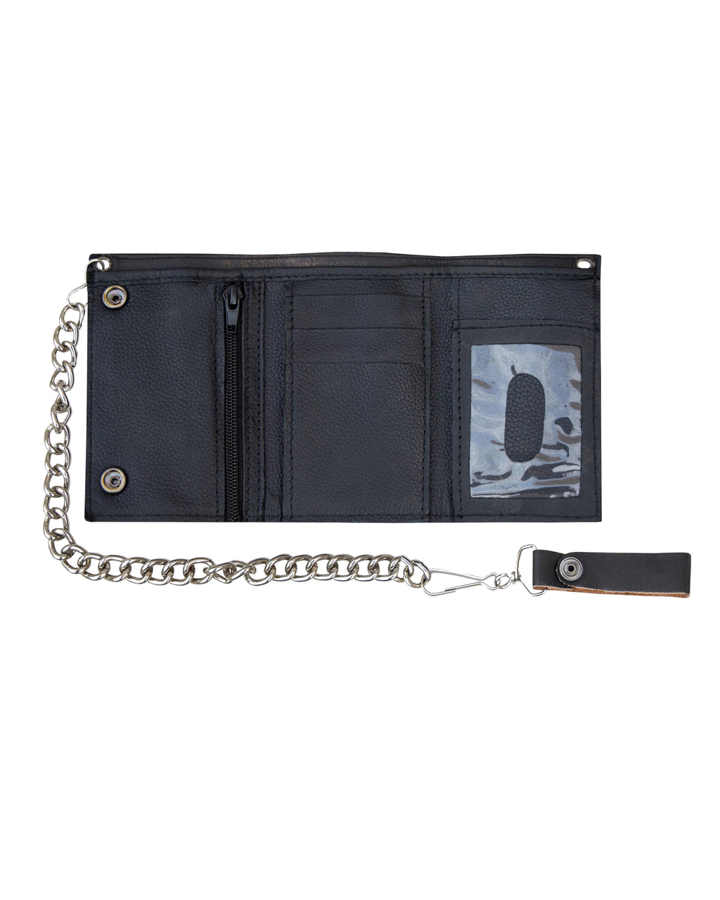 Distress Brown Leather Biker Trifold Chain Wallet Dream Apparel Heavy Duty
