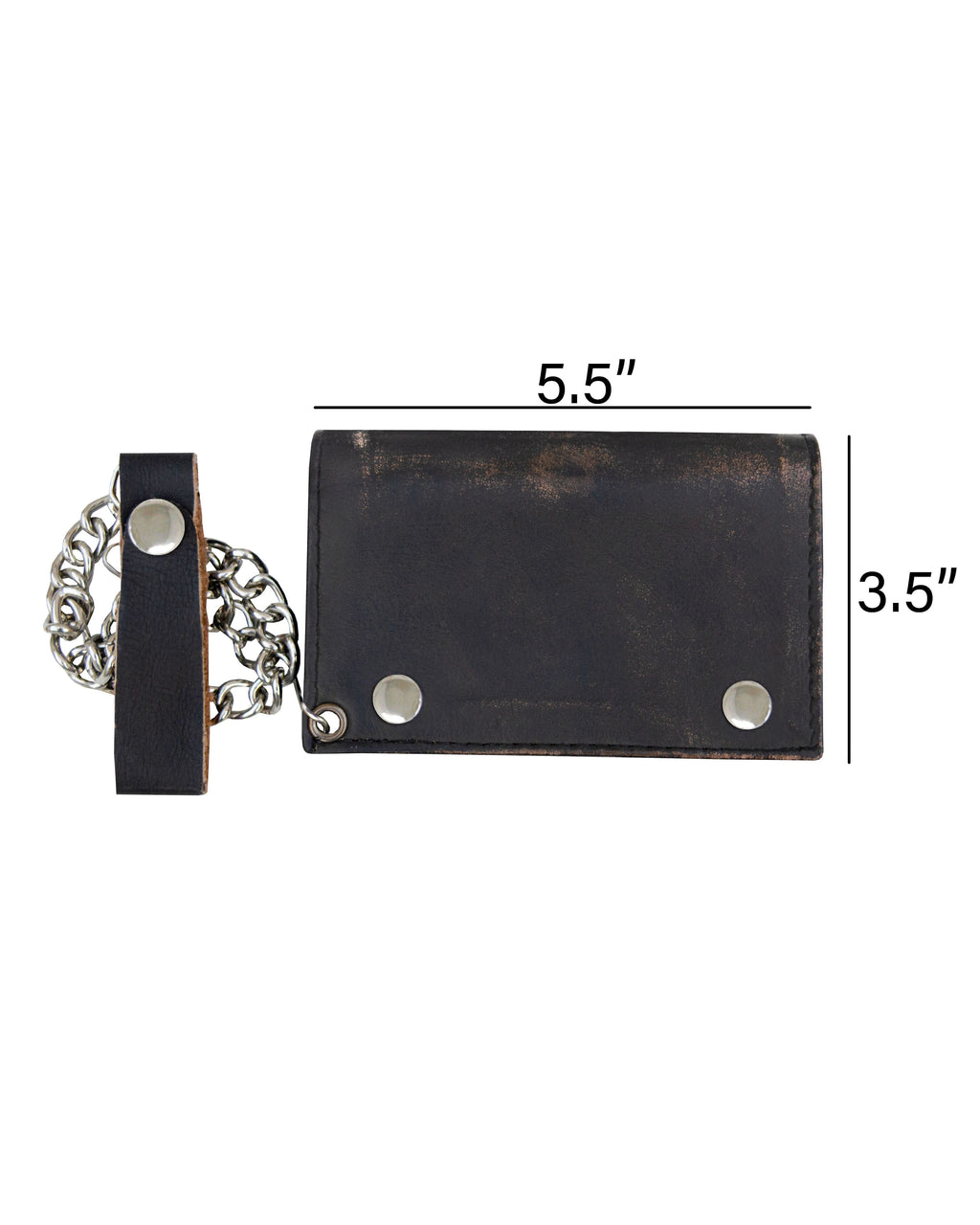 Distress Brown Leather Biker Trifold Chain Wallet Dream Apparel Heavy Duty
