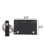 Distress Brown Leather Biker Trifold Chain Wallet Dream Apparel Heavy Duty