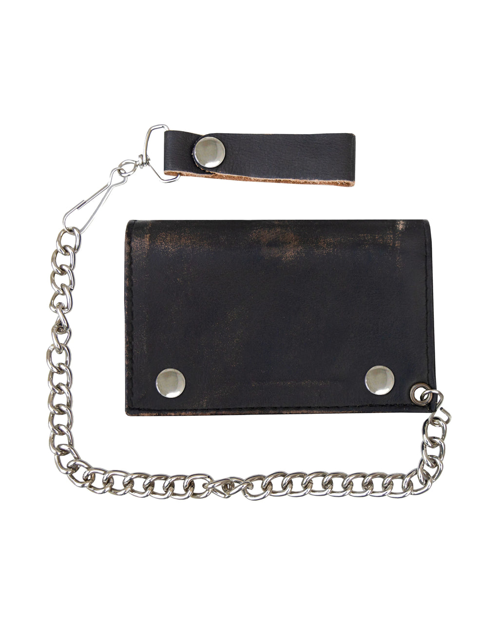 Distress Brown Leather Biker Trifold Chain Wallet Dream Apparel Heavy Duty
