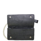 Men's Black Naked Cowhide Leather Wallet Dual Snap 3 Compartment Chain Strap