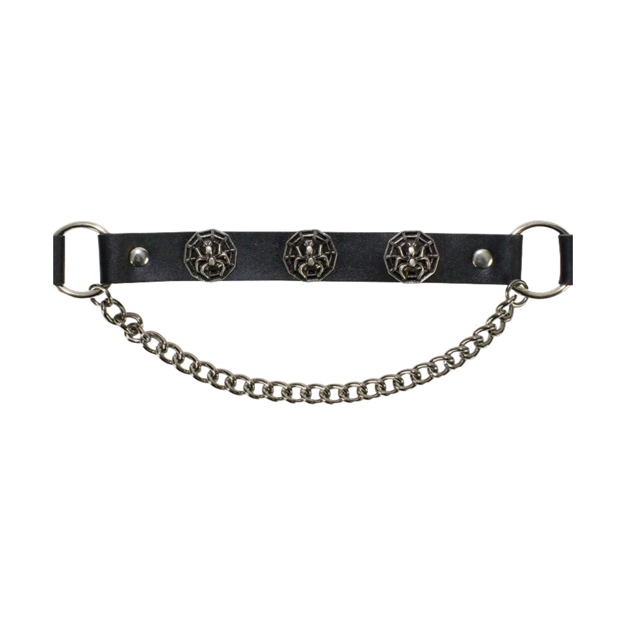 Spider In Web Boot Chains Dream Apparel PVC Leather Chrome Adjustable 17 Inch