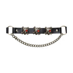 Pirate Skull Boot Chains Dream Apparel Adjustable PVC Leather Chrome 17 Inch Set