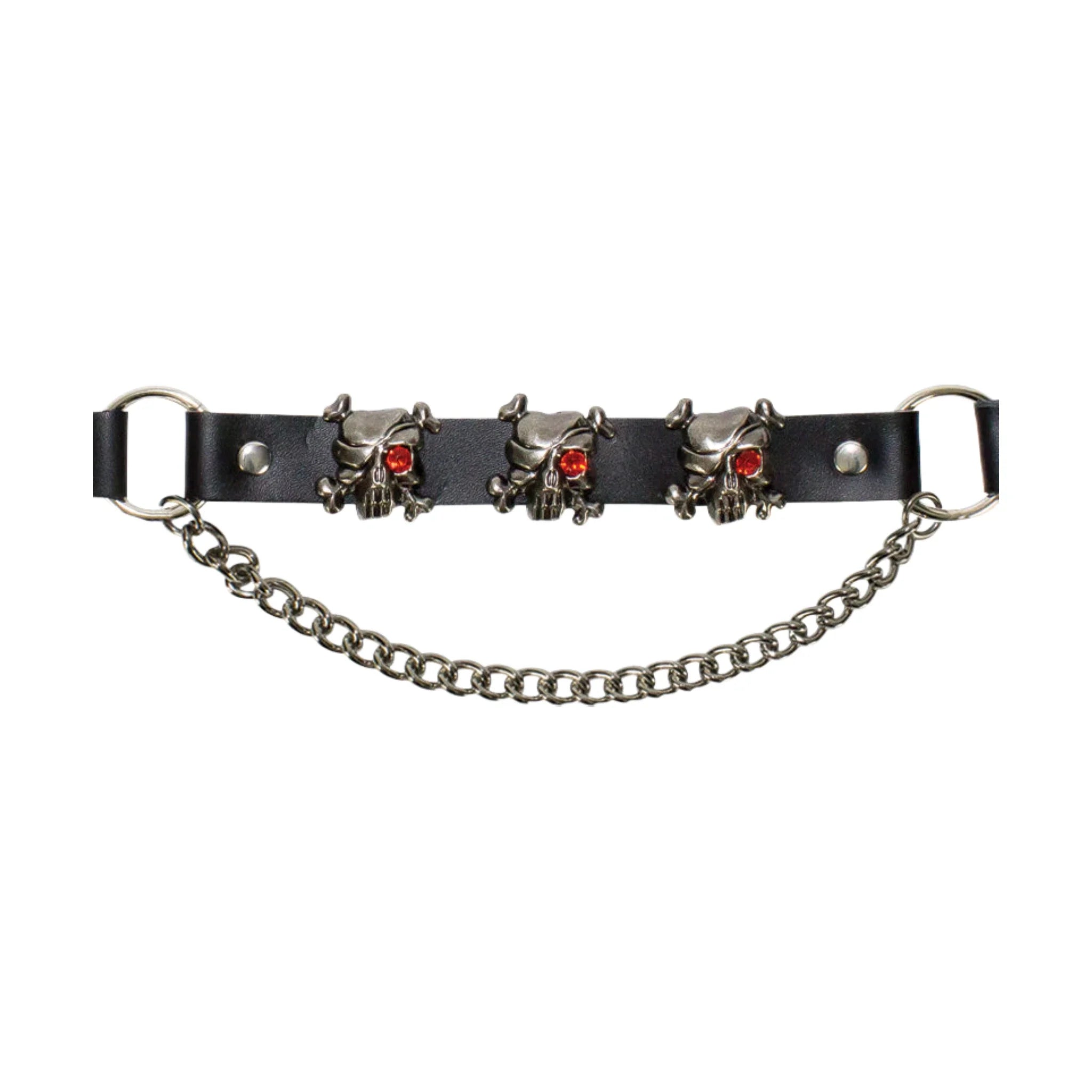 Pirate Skull Boot Chains Dream Apparel Adjustable PVC Leather Chrome 17 Inch Set