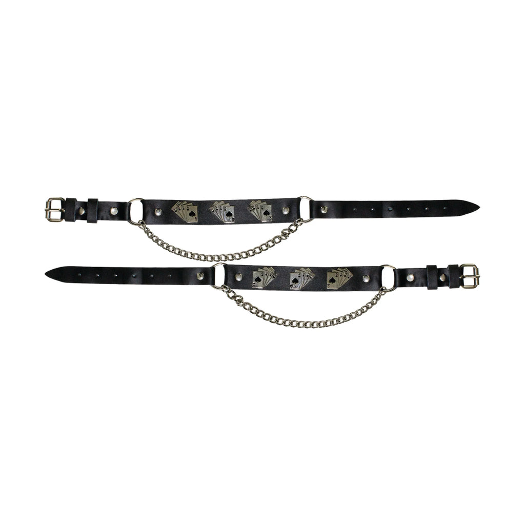 Deadmans Hand Boot Chains Dream Apparel PVC Leather Chrome Adjustable Set