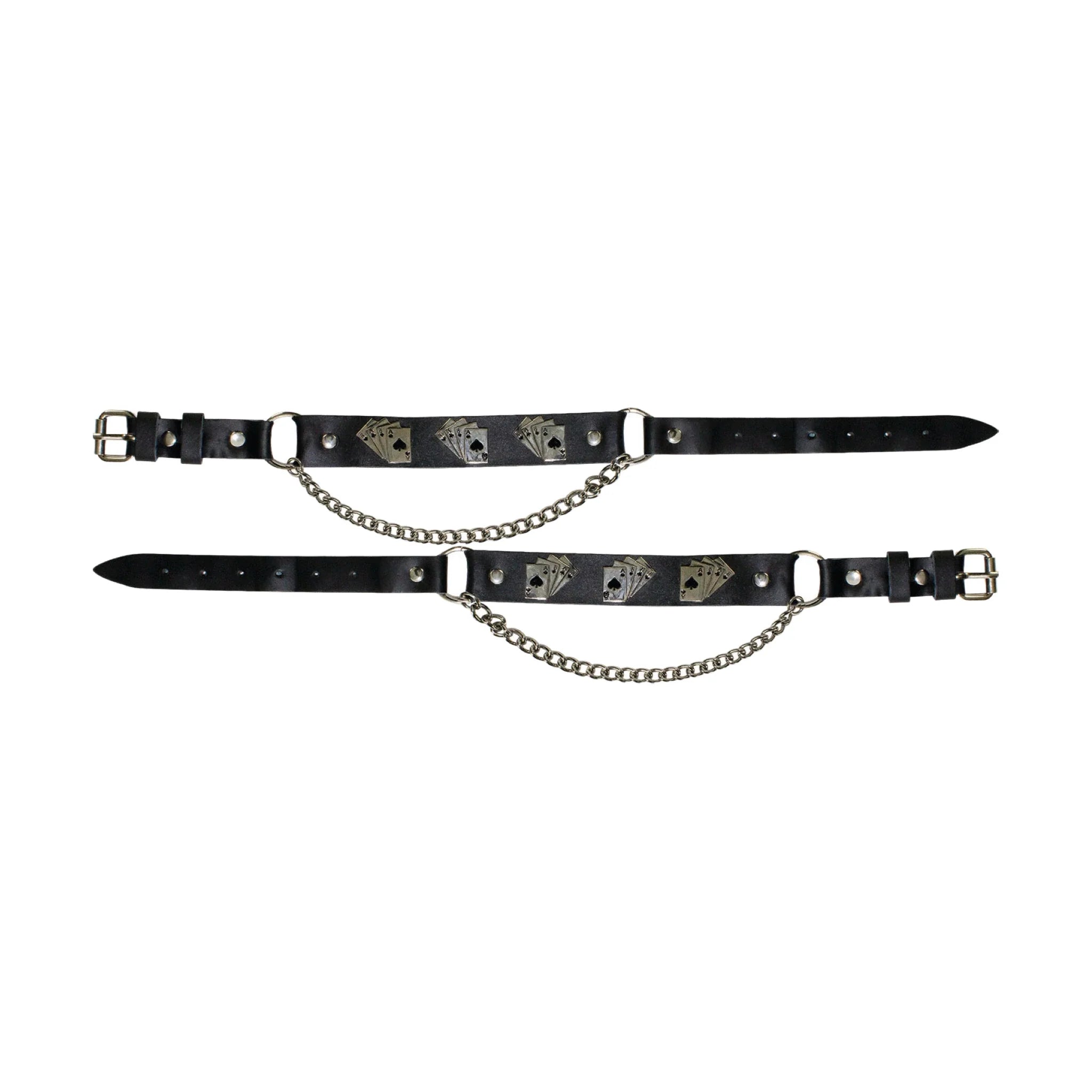 Deadmans Hand Boot Chains Dream Apparel PVC Leather Chrome Adjustable Set