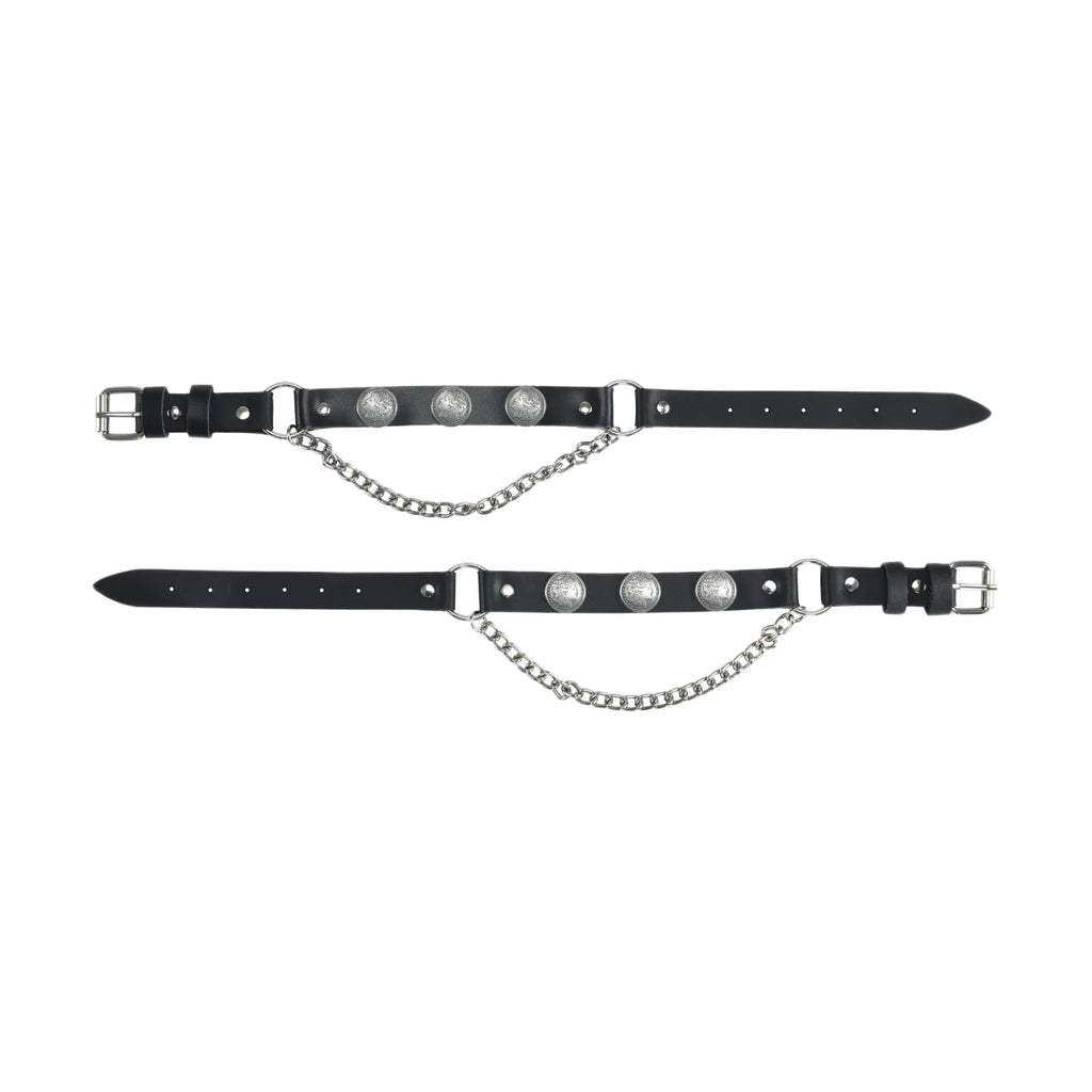 Biker Boot Chains Dream Apparel Black Leather 1881 Morgan Dollar Coin Accent