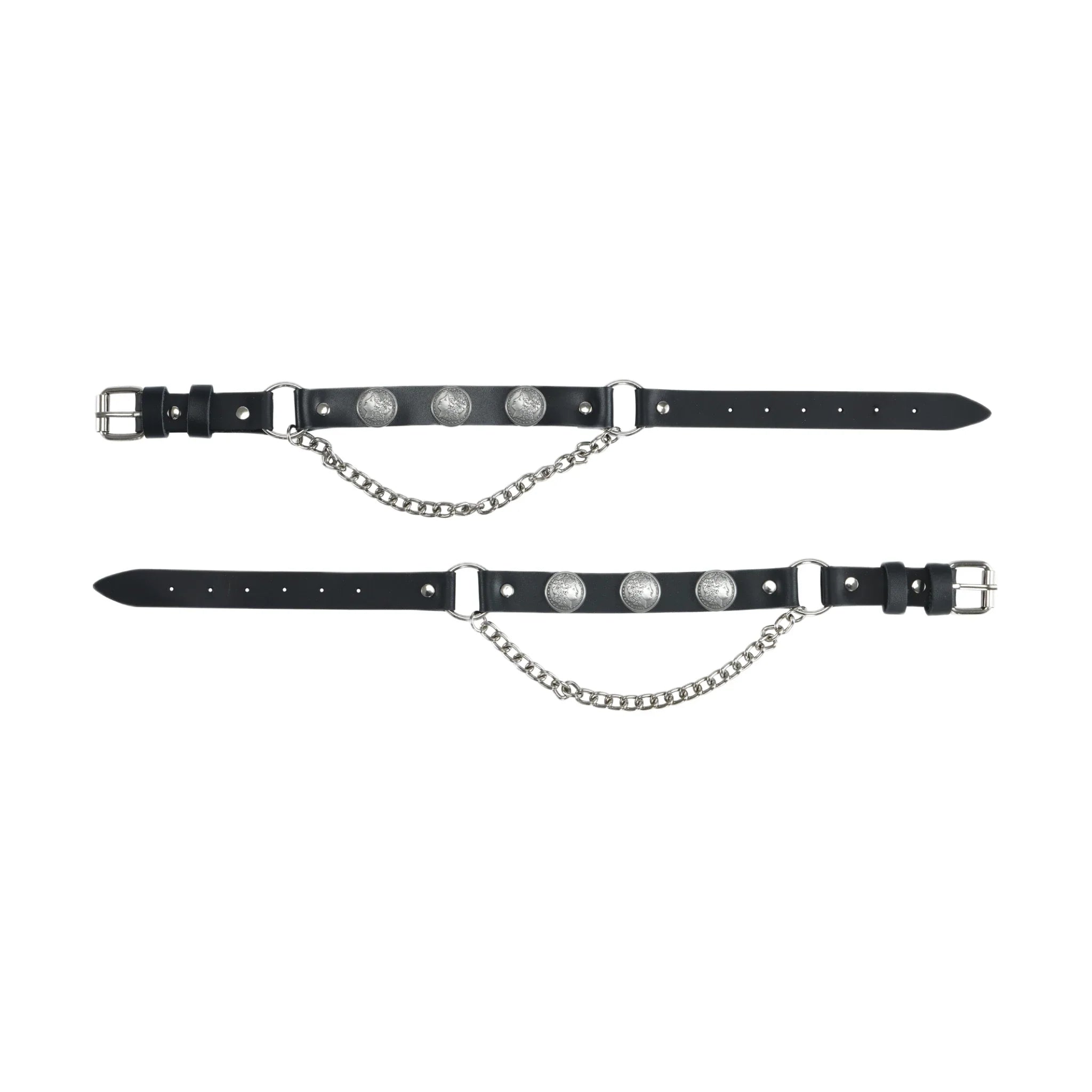 Biker Boot Chains Dream Apparel Black Leather 1881 Morgan Dollar Coin Accent