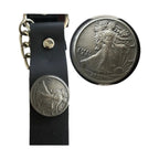 Dream Apparel  Black Leather Biker Boot Chains with 1935 Walking Liberty Half Dollar Coin Replica