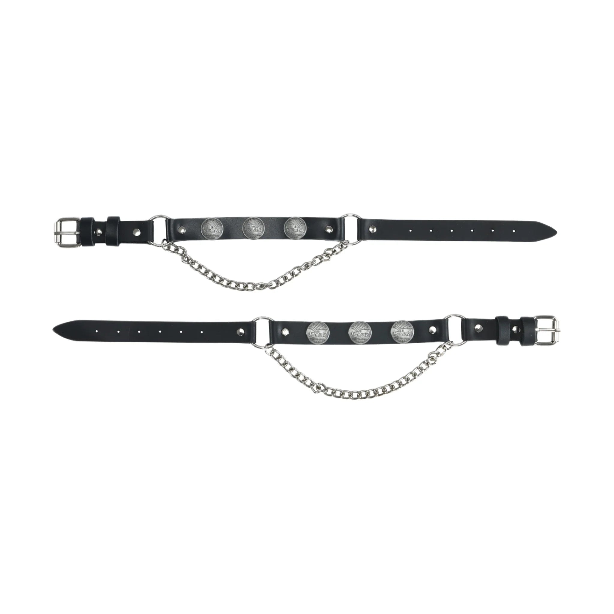 Black Leather Biker Boot Chains Dream Apparel Oregon Trail Coin Adjustable
