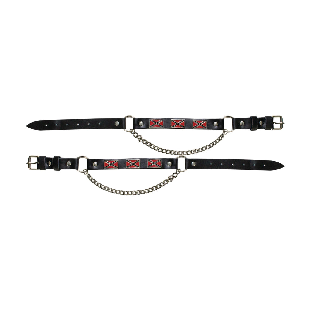 Rebel Flag Boot Chains Dream Apparel Adjustable PVC Leather Look 17 Inch Pair