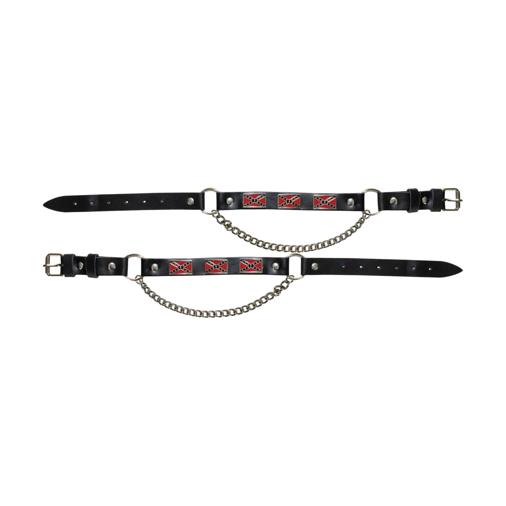Rebel Flag Boot Chains Dream Apparel Adjustable PVC Leather Look 17 Inch Pair