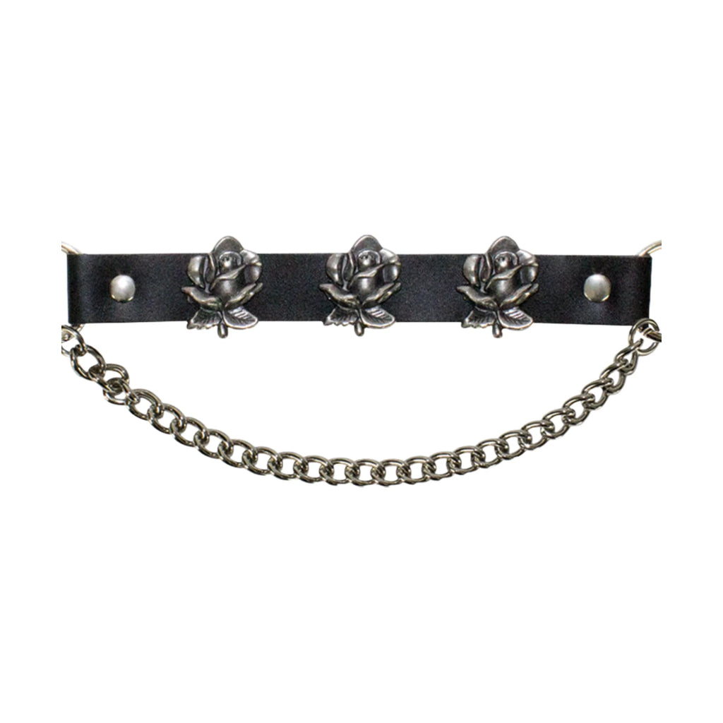 Detailed Rose Boot Chains Dream Apparel PVC Leather Like Adjustable 17 Inch Set
