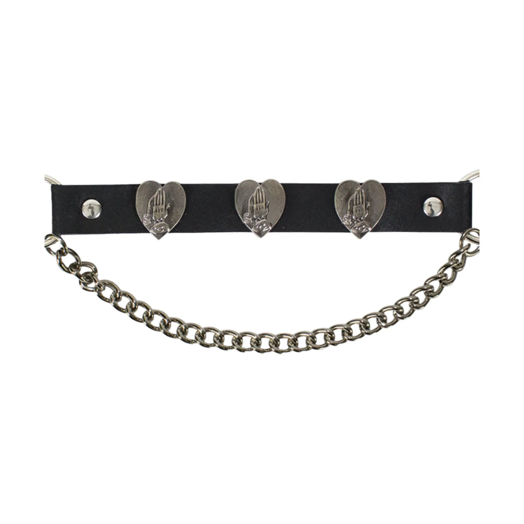 Praying Hands Boot Chains Dream Apparel PVC Leather Like Adjustable 17 Inch