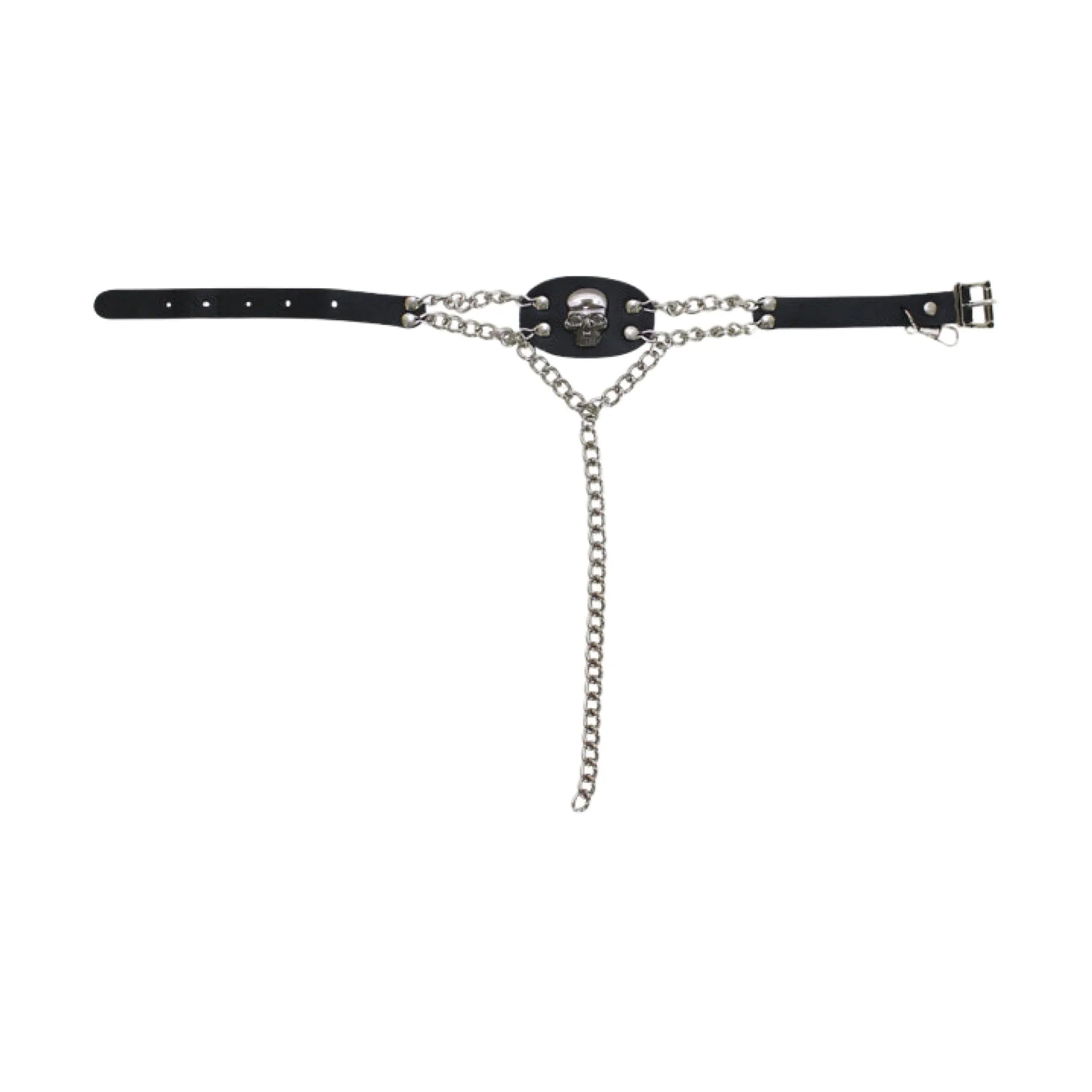 Chrome Skull Boot Chain Durable PVC Belt Triple Chrome Chains Stylish Accessory