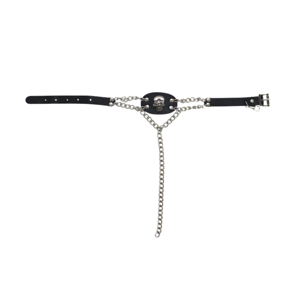 Chrome Skull Boot Chain Durable PVC Belt Triple Chrome Chains Stylish Accessory