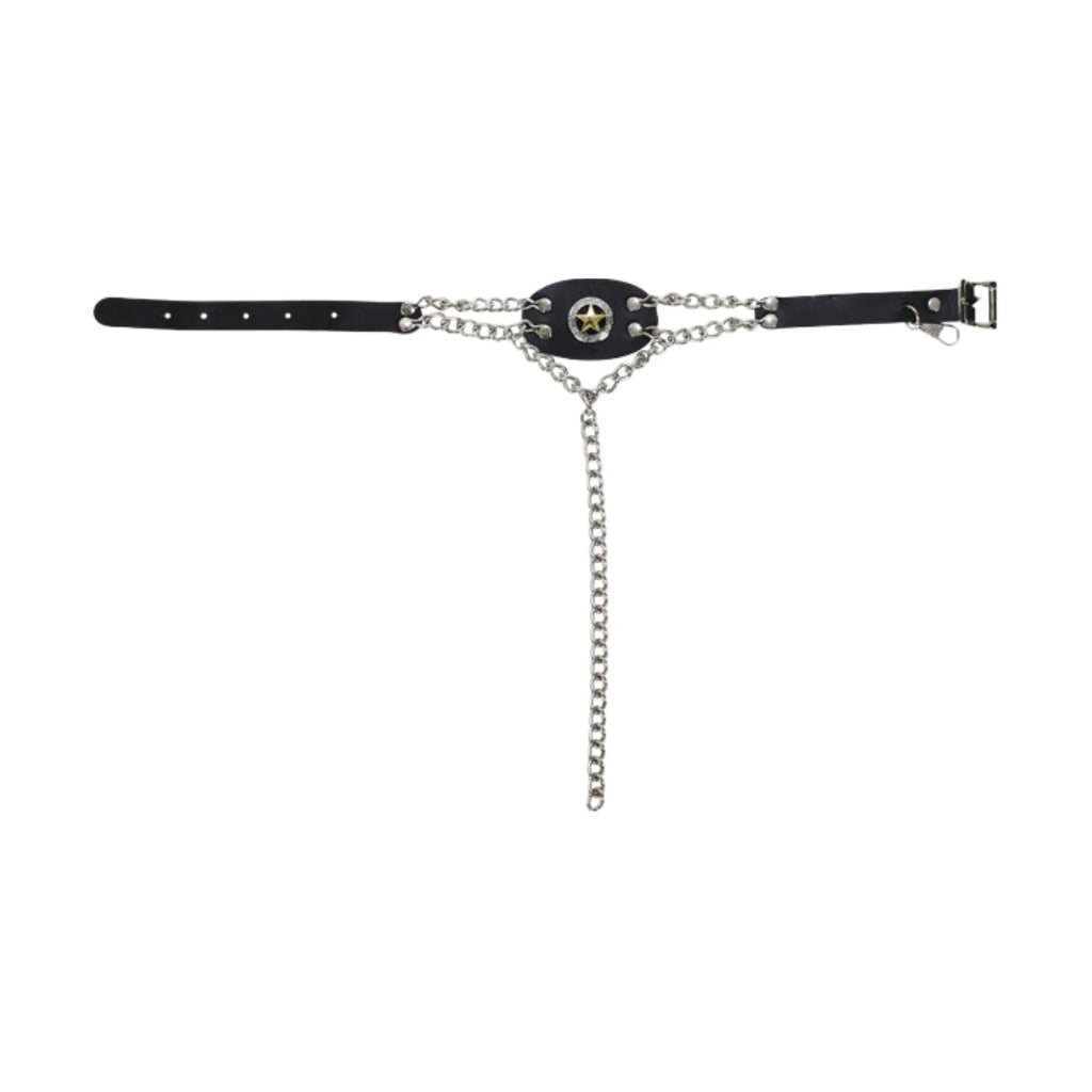 Police Star Boot Chain Chrome Gold Triple Chain Durable PVC Belt Biker Style