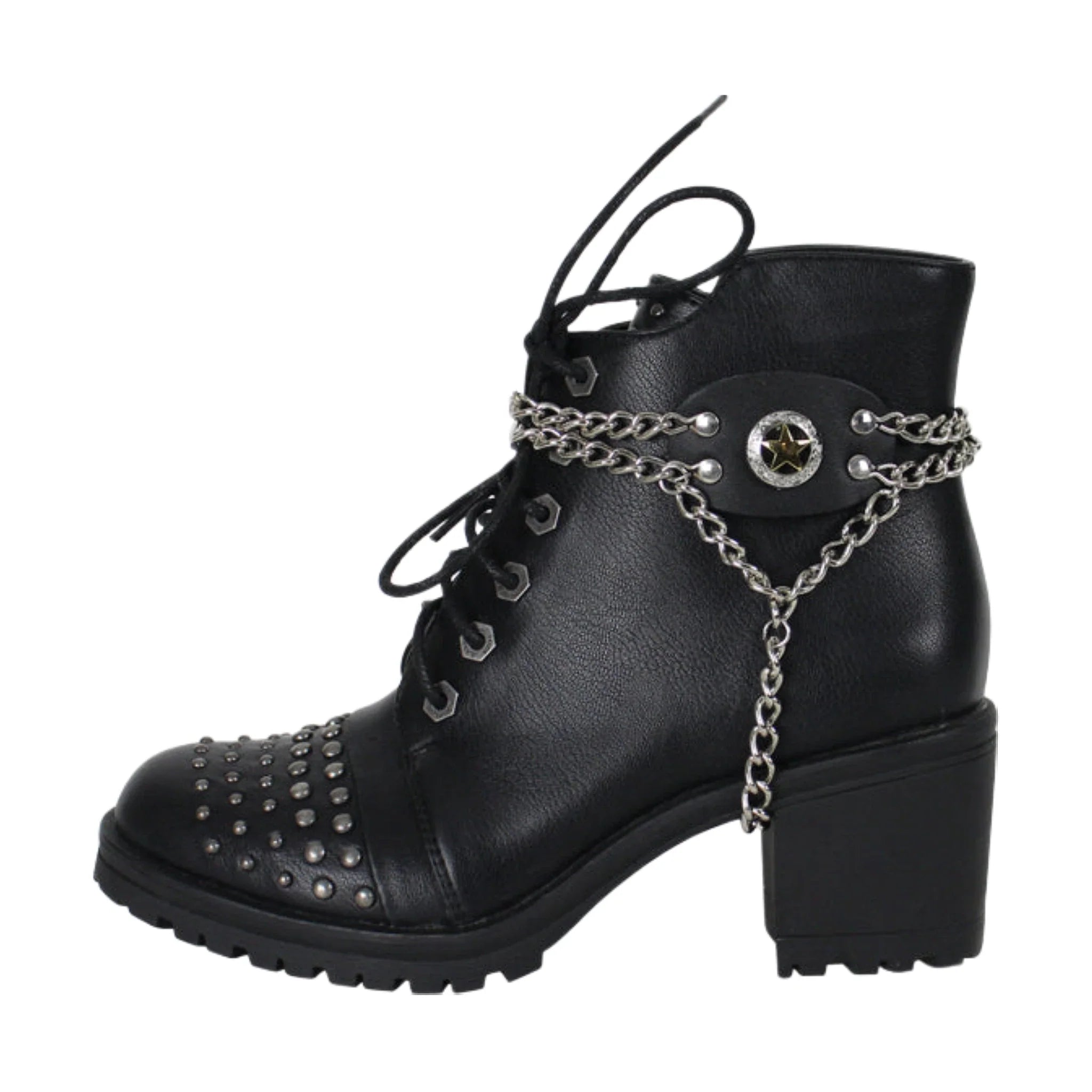 Police Star Boot Chain Chrome Gold Triple Chain Durable PVC Belt Biker Style