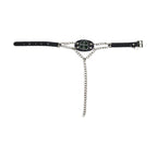 4 Leaf Clover Boot Chain Dark Green PVC Belt Chrome Stylish Biker Accessory