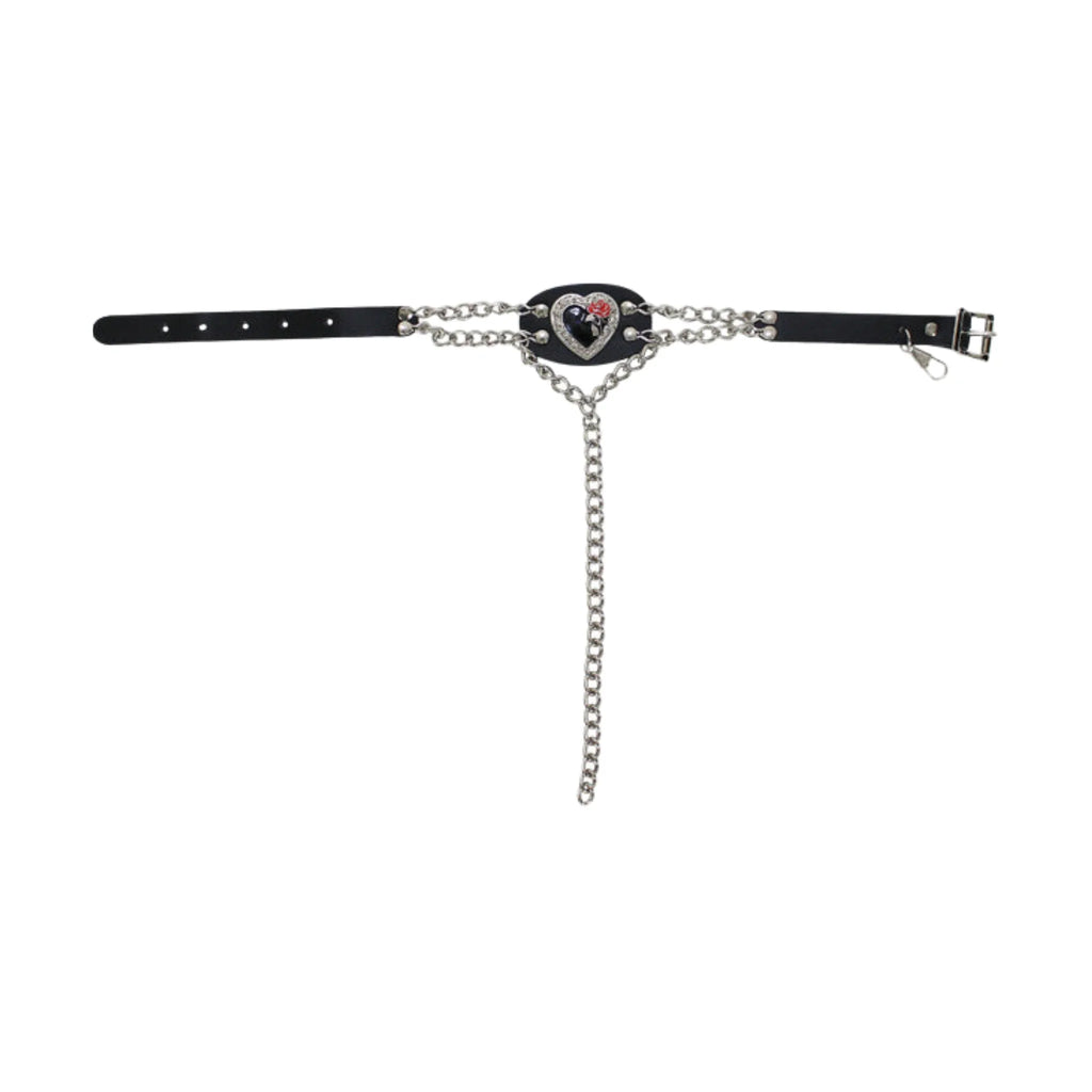 Chrome And Red Heart - Rose Boot Chain, Sells as Pair