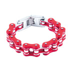 3/4 Inch Heavy Duty Red Stainless Steel Bracelet Durable Secure Clasp Adjustable Fit