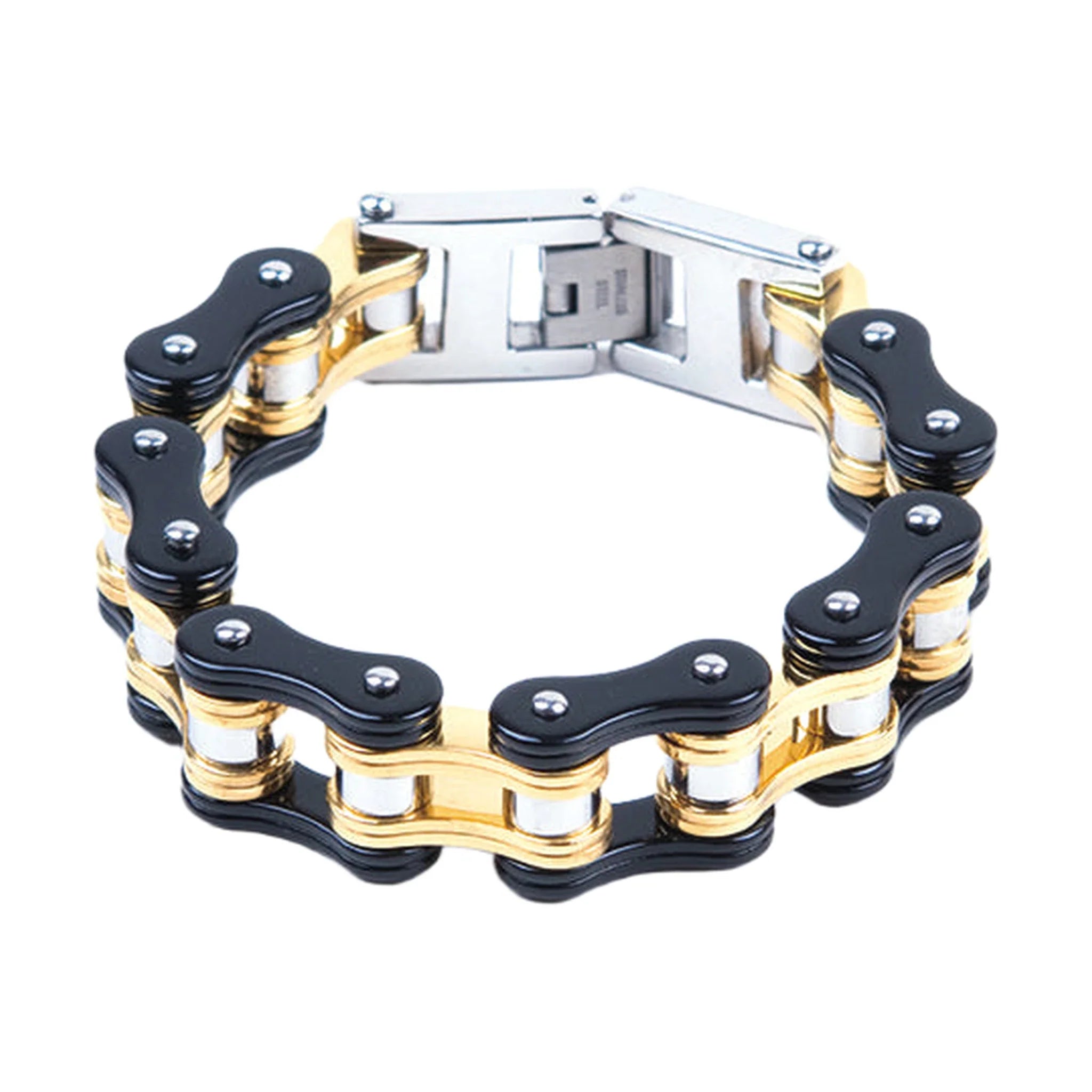 Black & Gold Stainless Steel Motorcycle Chain Bracelet