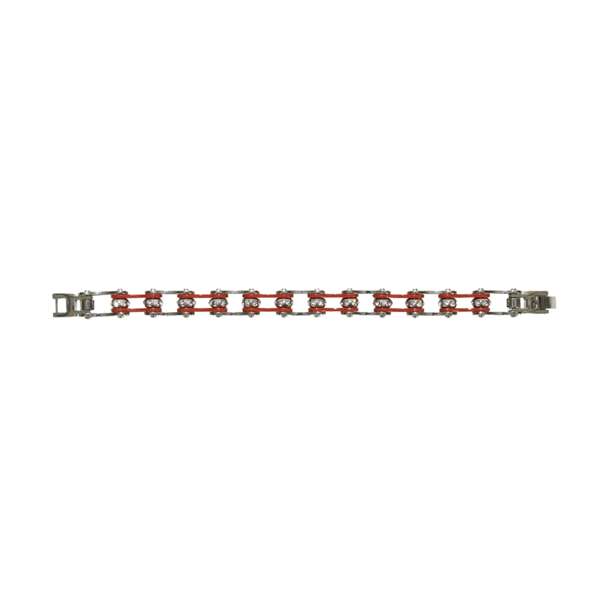 Red & Stainless Steel Motorcycle Chain Bracelet
