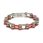 Red & Stainless Steel Motorcycle Chain Bracelet