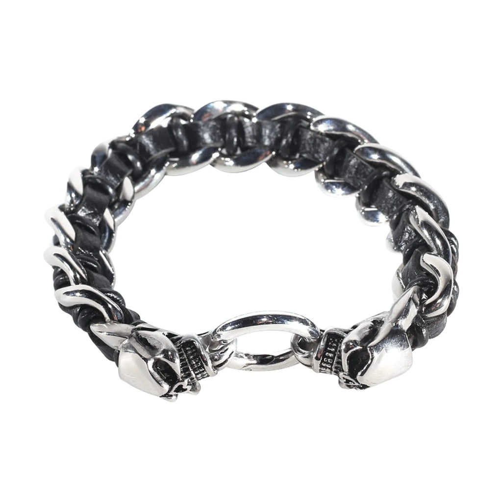 Black On Black Squared Motorcycle Bracelet Clear Gemstones Adjustable