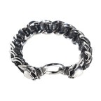 Black On Black Squared Motorcycle Bracelet Clear Gemstones Adjustable