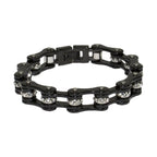 Black Motorcycle Chain Bracelet With Crystals