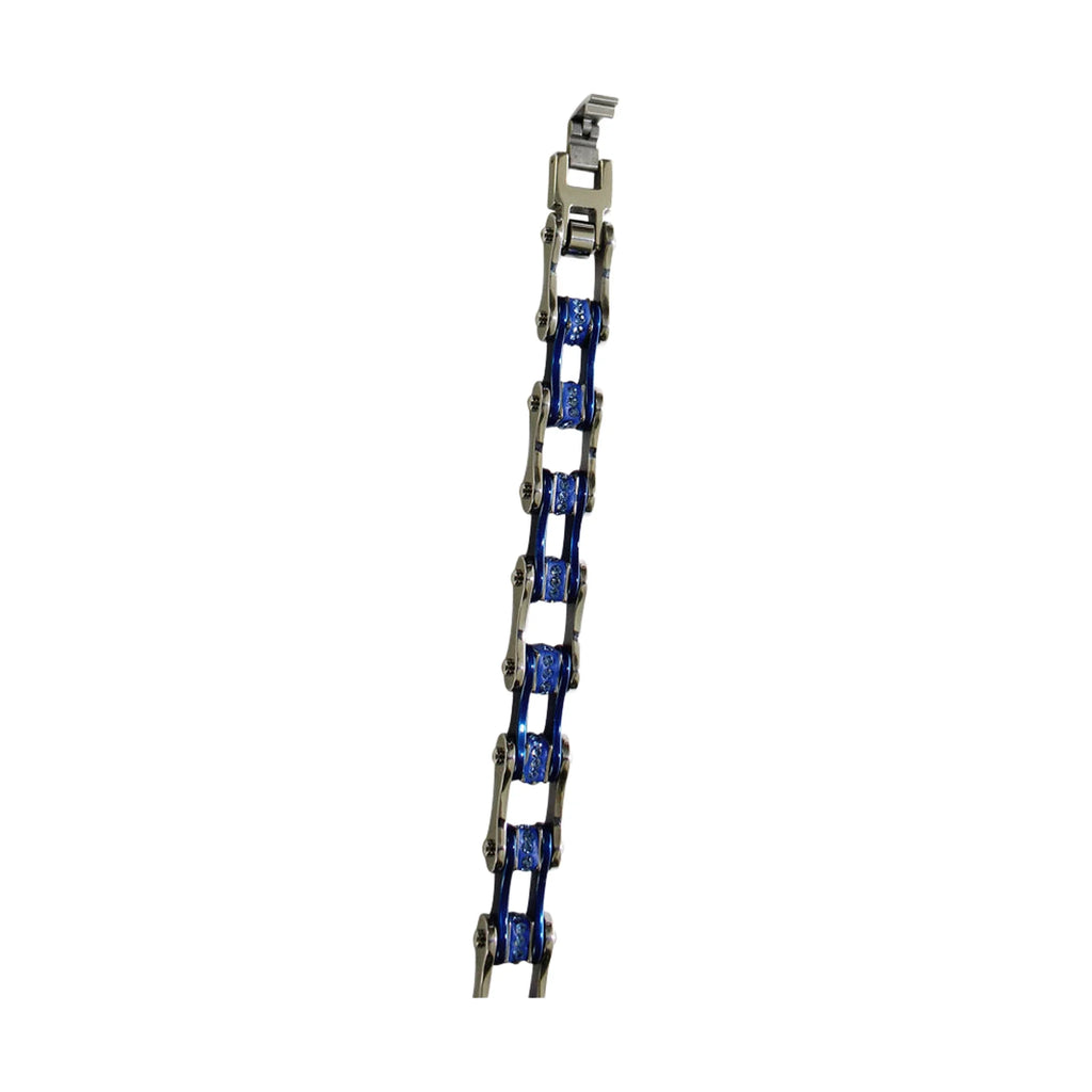 Large Chrome Blue Squared Bracelet Blue Gemstones Heavy Duty Clasp Adjustable