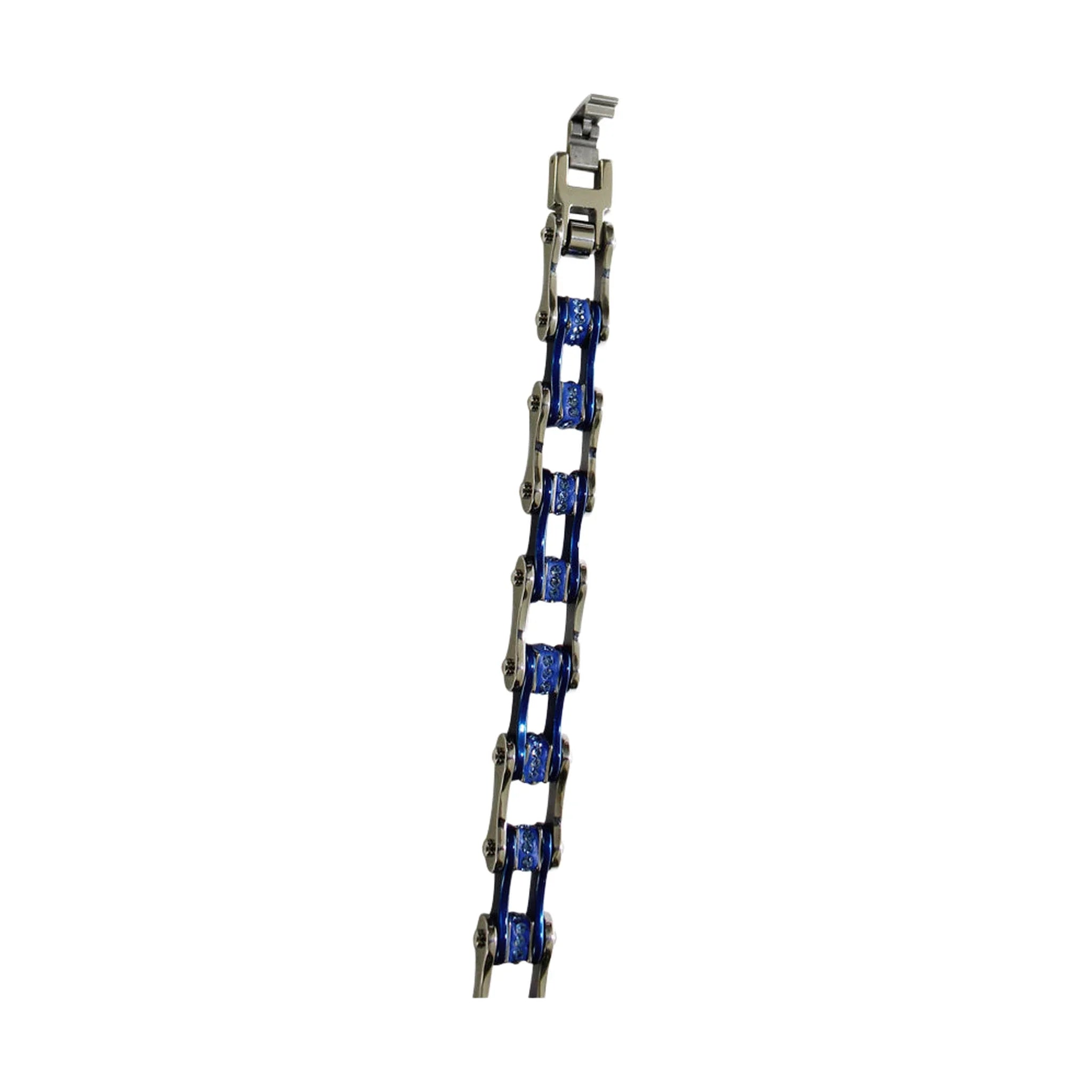 Large Chrome Blue Squared Bracelet Blue Gemstones Heavy Duty Clasp Adjustable
