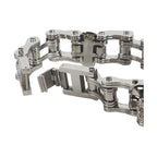 Stainless Steel Biker Bracelet Three Medium Skulls Polished Fold Clasp Multiple Sizes