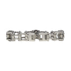 Stainless Steel Biker Bracelet Three Medium Skulls Polished Fold Clasp Multiple Sizes