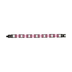 Motorcycle Chain Bracelet Black Pink Gemstone Chrome Clasp Multiple Sizes