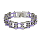 Violet Motorcycle Chain Bracelet with Gemstones