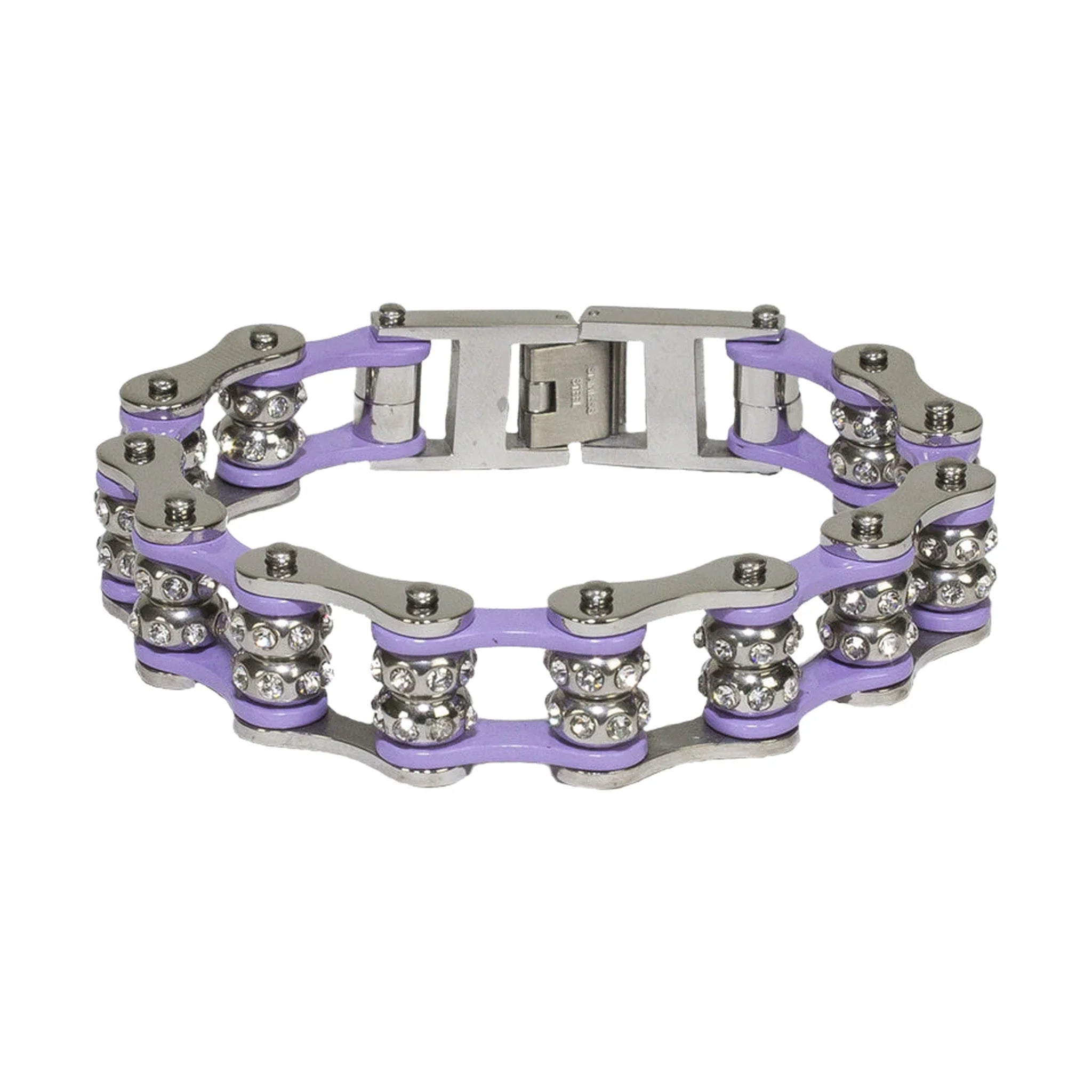 Violet Motorcycle Chain Bracelet with Gemstones